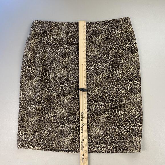 Talbots Velour Skirt Suit Womens 8P Brown Animal Print Jacket Skirt Set 8 Petite - Picture 13 of 16